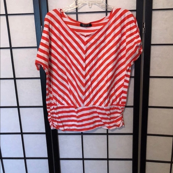 Guess brand sliming style diagonal lines summer top. - Picture 4 of 4